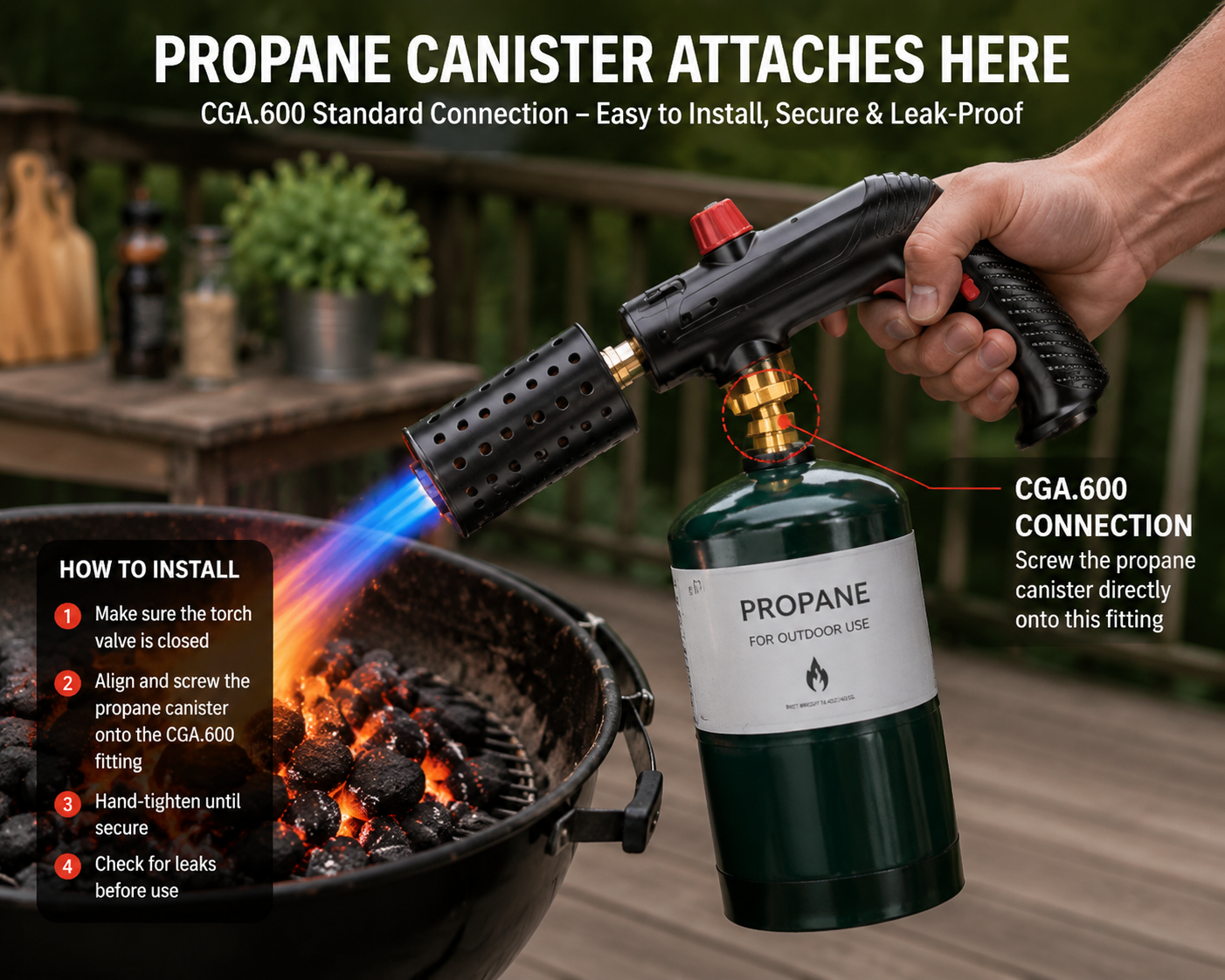 Housmax Handheld Flame Gun - Adjustable Fire Starter for Outdoor Campfires & Grilling