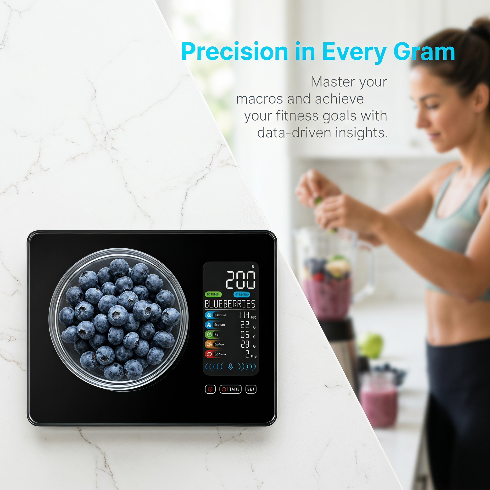 Housmax Smart Food Scale with Built-In Nutrition Database（Black）