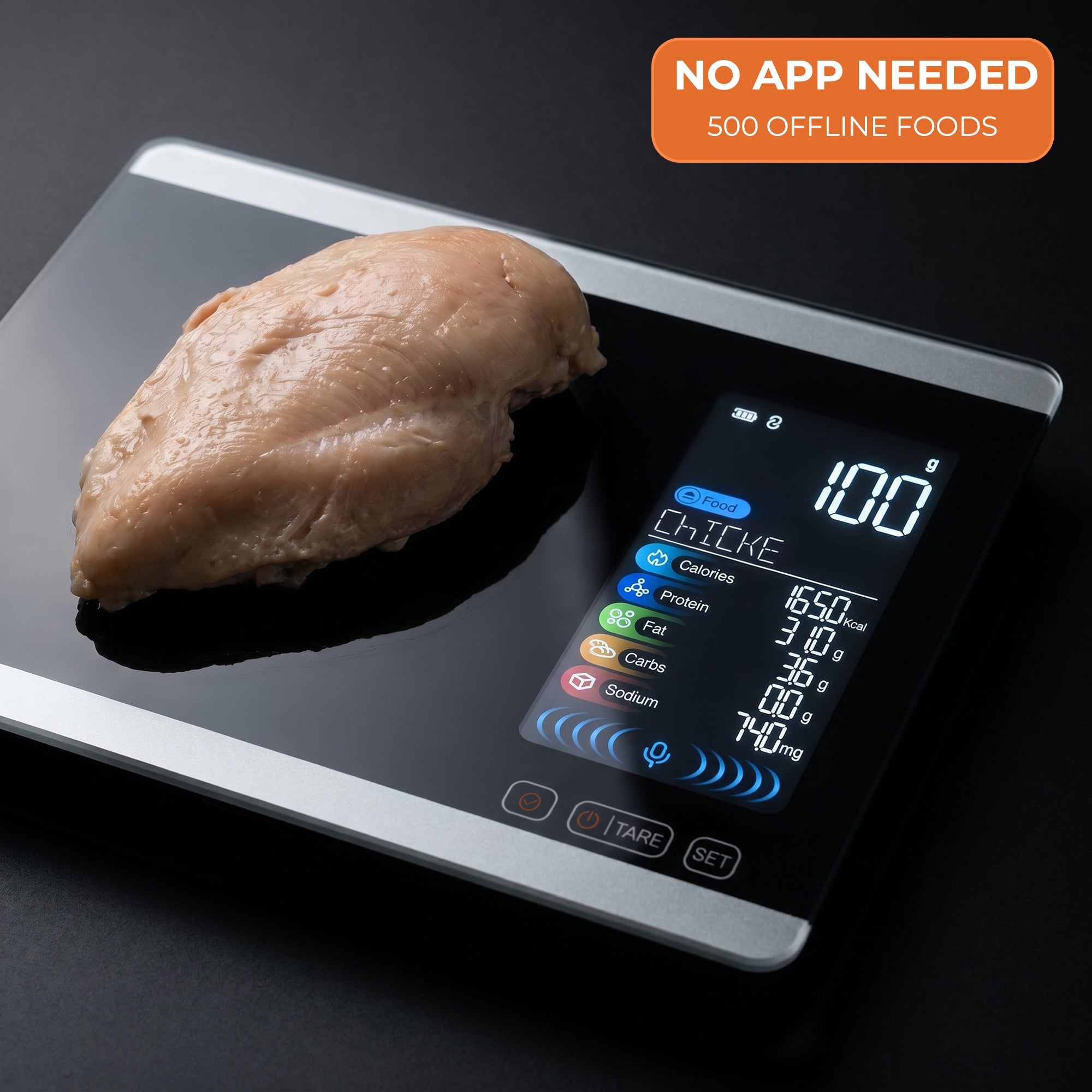 Housmax Smart Food Scale with 500-Food Nutrition Database — Digital Kitchen Scale Voice Control 5kg/11lb Capacity