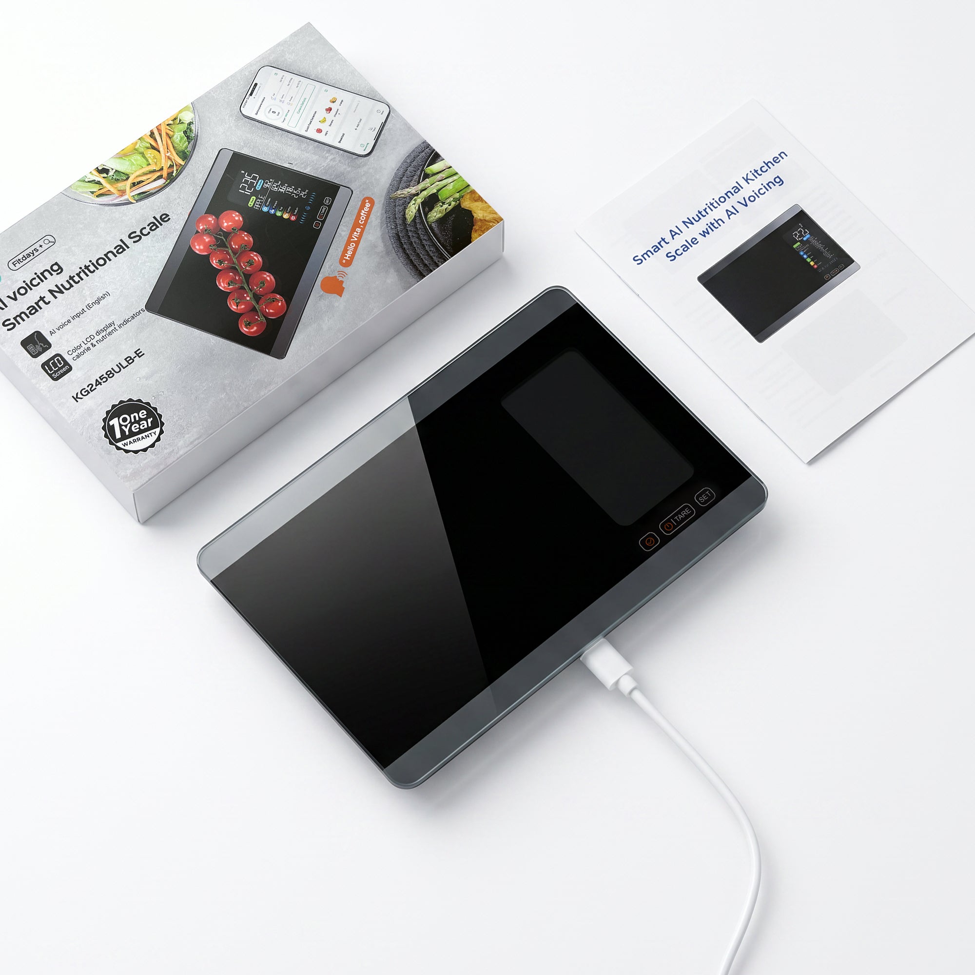 Housmax Smart Food Scale with 500-Food Nutrition Database — Digital Kitchen Scale Voice Control 5kg/11lb Capacity