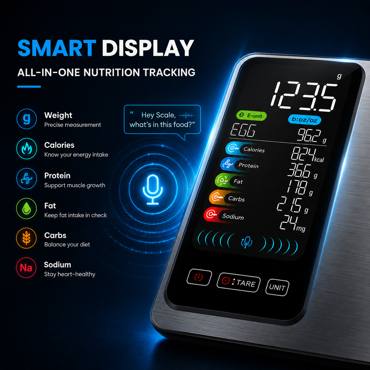 Housmax Smart Nutrition Food Scale | Digital Kitchen Scale with Calorie & Tracker