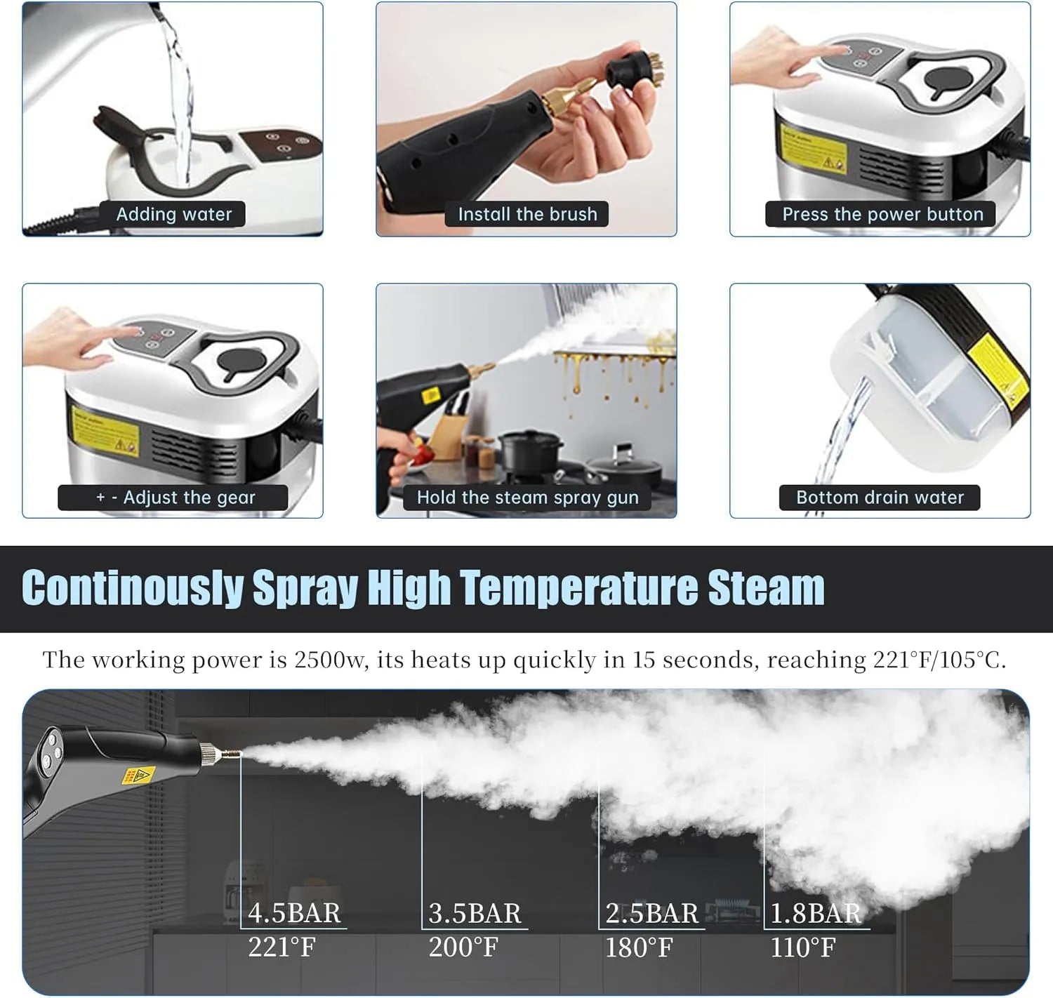 2500W Handheld Steam Cleaner