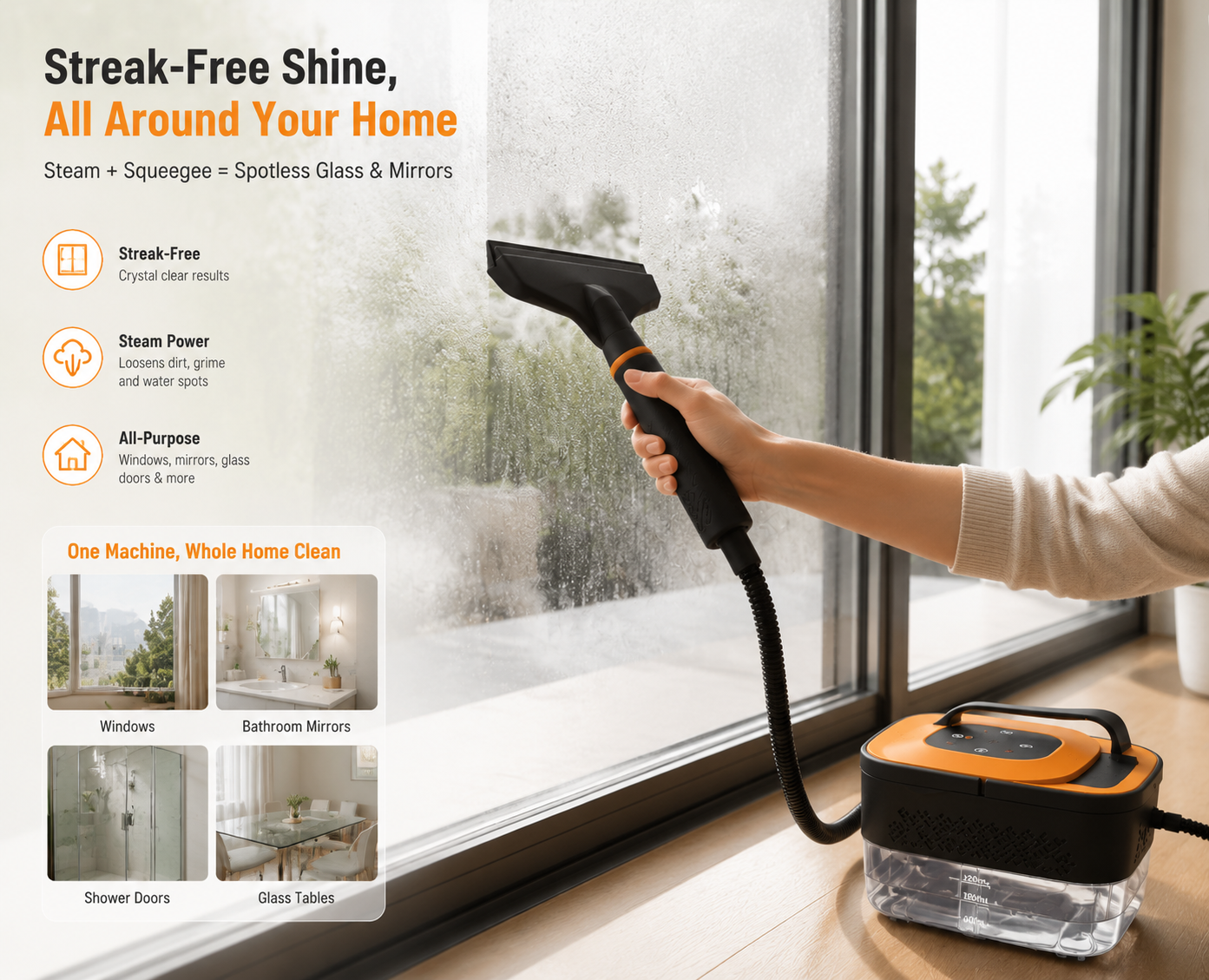 Housmax Steam Cleaner - Multi-Surface Deep Cleaning Machine with 1.2L Transparent Water
