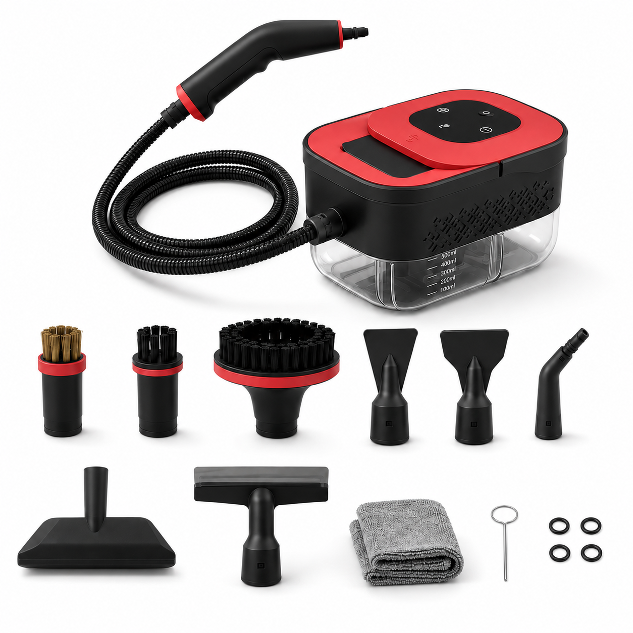 Housmax  Handheld Pressurized Steamer Machine for Kitchen, Bathroom,Glass（Red）
